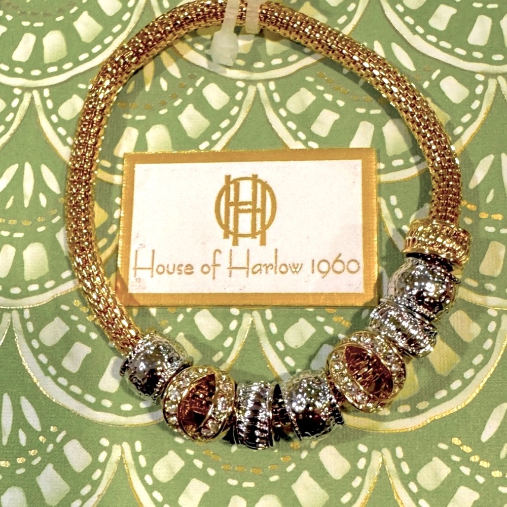 NWT ⚜️💖⚜️ House of Harlow 1960 gorgeous golden and silver tone bracelet - Picture 4 of 15